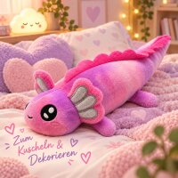 Axolotl Echse Molch Kuscheltier Figur Plüsch Tintenfisch Spiel Puppe XL 42 cm Plüschtier Püsch Wassertier lila neu