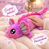 Axolotl Echse Molch Kuscheltier Figur Plüsch Tintenfisch Spiel Puppe XL 42 cm Plüschtier Püsch Wassertier lila neu