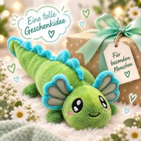 Axolotl Echse Molch Kuscheltier Figur Plüsch Tintenfisch Spiel Puppe XL 42 cm Plüschtier Püsch Wassertier grün neu