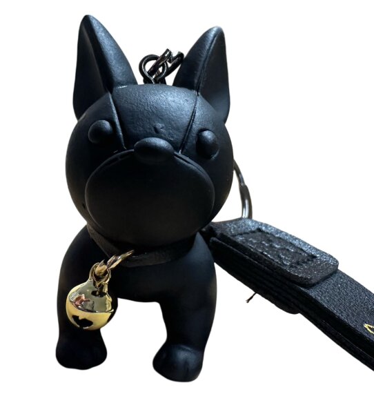 Schlüsselanhänger Französische Bulldogge Mops 6cm Mini Anhänger Geschenk Cartoon Schlüsselanhänger Silikon Schlüsselanhänger für Handyhülle Charme Rucksack Geschenk Zola Schwarz