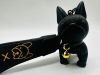 Schlüsselanhänger Französische Bulldogge Mops 6cm Mini Anhänger Geschenk Cartoon Schlüsselanhänger Silikon Schlüsselanhänger für Handyhülle Charme Rucksack Geschenk Zola Schwarz