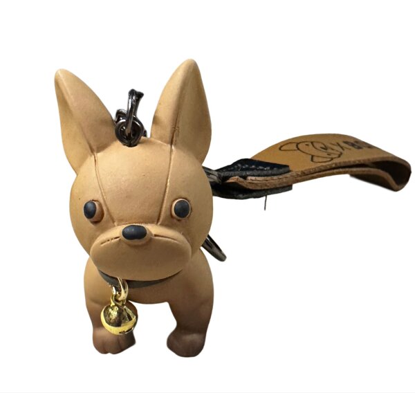 Schlüsselanhänger Französische Bulldogge Mops 6cm Mini Anhänger Geschenk Cartoon Schlüsselanhänger Silikon Schlüsselanhänger für Handyhülle Charme Rucksack Geschenk Lala braun
