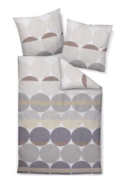 Janine Mako-Satin Bettwäsche 240x220,2x80x80 3 teilig  J. D. 87104-08-633 grau sand