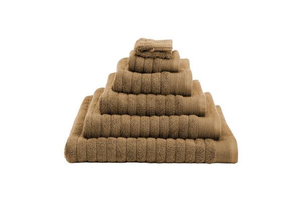 Heckett and Lane 1x VPE 3 st. Prestige Gastentuch 30/50 Cognac Brown Gästetuch 30x50 Cognac-Brown Gestreift