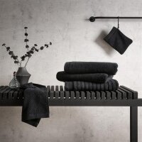 Heckett and Lane 1x VPE 3 st. Prestige Gastentuch 30/50 Night Black Gästetuch 30x50 Night-Black Gestreift