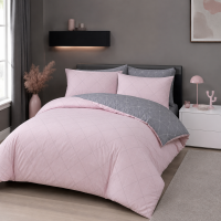 Soma Biber Bettw&auml;sche 2tlg grau rosa 65101-01|...