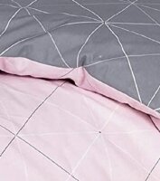 Soma Biber Bettwäsche 2tlg grau rosa 65101-01| Bettwäsche-Set aus 100% Baumwolle | 2 teilige Wende-Bettwäsche 135x200 cm & Kissen 80x80 cm | Geometrisches Muster