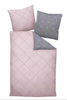 Soma Biber Bettwäsche 2tlg grau rosa 65101-01| Bettwäsche-Set aus 100% Baumwolle | 2 teilige Wende-Bettwäsche 135x200 cm & Kissen 80x80 cm | Geometrisches Muster