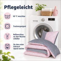 Soma Biber Bettw&auml;sche 2tlg grau rosa 65101-01| Bettw&auml;sche-Set aus 100% Baumwolle | 2 teilige Wende-Bettw&auml;sche 135x200 cm & Kissen 80x80 cm | Geometrisches Muster