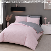 Soma Biber Bettw&auml;sche 2tlg grau rosa 65101-01|...