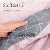 Soma Biber Bettw&auml;sche 2tlg grau rosa 65101-01| Bettw&auml;sche-Set aus 100% Baumwolle | 2 teilige Wende-Bettw&auml;sche 155x220cm & Kissen 80x80 cm | Geometrisches Muster