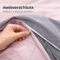 Soma Biber Bettw&auml;sche 2tlg grau rosa 65101-01| Bettw&auml;sche-Set aus 100% Baumwolle | 2 teilige Wende-Bettw&auml;sche 155x220cm & Kissen 80x80 cm | Geometrisches Muster