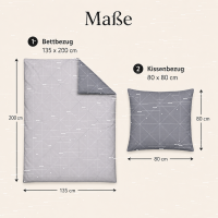 Soma Biber Bettwäsche 2tlg grau Silber 65101-08 | Bettwäsche-Set aus 100% Baumwolle | 2 teilige Wende-Bettwäsche 135x200 cm & Kissen 80x80 cm | Geometrisches Muster