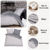 Soma Biber Bettwäsche 2tlg grau Silber 65101-08 | Bettwäsche-Set aus 100% Baumwolle | 2 teilige Wende-Bettwäsche 135x200 cm & Kissen 80x80 cm | Geometrisches Muster