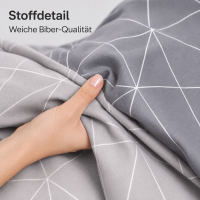 Soma Biber Bettwäsche 2tlg grau Silber 65101-08 | Bettwäsche-Set aus 100% Baumwolle | 2 teilige Wende-Bettwäsche 135x200 cm & Kissen 80x80 cm | Geometrisches Muster