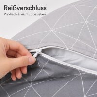 Soma Biber Bettwäsche 2tlg grau Silber 65101-08 | Bettwäsche-Set aus 100% Baumwolle | 2 teilige Wende-Bettwäsche 135x200 cm & Kissen 80x80 cm | Geometrisches Muster