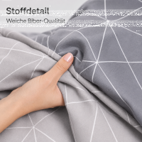 Soma Biber Bettwäsche 2tlg grau Silber 65101-08 | Bettwäsche-Set aus 100% Baumwolle | 2 teilige Wende-Bettwäsche 155x220 cm & Kissen 80x80 cm | Geometrisches Muster