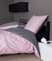 Soma Biber Bettwäsche 2tlg grau rosa 65102-08|...