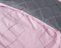 Soma Biber Bettwäsche 2tlg grau rosa 65101-01| Bettwäsche-Set aus 100% Baumwolle | 2 teilige Wende-Bettwäsche 155x220cm & Kissen 80x80 cm | Geometrisches Muster