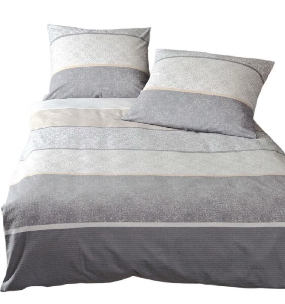 Soma Feinbiber Bettwäsche 2 teilig Bettbezug 155 x 220 cm Kopfkissenbezug 80 x 80 cm Davos 65016-08 silber sand