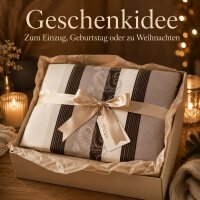 Soma Feinbiber Wende-Bettwäsche Davos 6456-07 155x220 cm + 80x80 cm paisley Streifen cappuccino