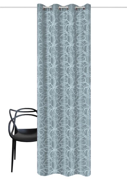HOME WOHNIDEEN Ösenschal Deko Jacquardgemustert "Lenny" 245 x 140 cm 1x Fertigdeko Blau