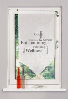 HOME WOHNIDEEN Fensterbehang Voile Digitaldruck "Auszeit" 100 x 60 cm 1x Fensterbehang Grau