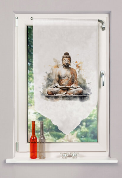 HOME WOHNIDEEN Fensterbehang Voile Digitaldruck "Zayra" 80 x 40 cm 1x Fensterbehang Natur