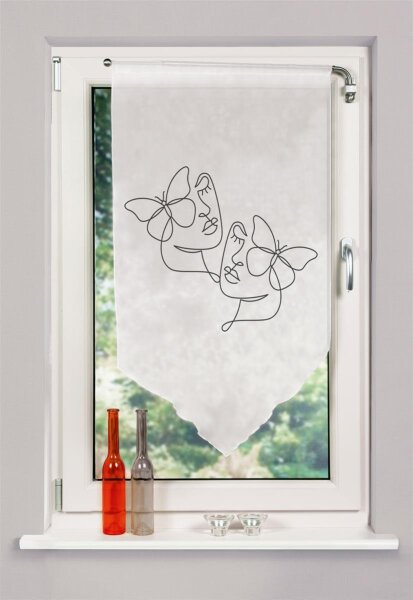 HOME WOHNIDEEN Fensterbehang Voile Digitaldruck "Sylia" 100 x 60 cm 1x Fensterbehang Grau