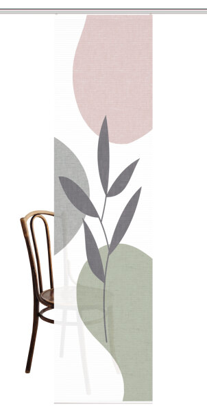 HOME in green Home In Green | Schiebevorhang Bambusoptik Recycelt Digitaldruck | Fronda 245 x 60 cm 1x Schiebewand inkl. Paneelwagen und Klemmleiste Rose Grün