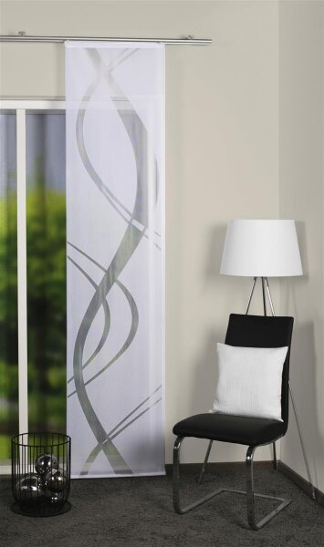 HOME WOHNIDEEN Schiebevorhang Jacquard Dicht "Tibaso" 245 x 57 cm 1x Schiebewand inkl. Paneelwagen und Beschwerungsstange Weiss