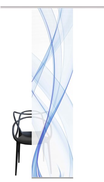 Vision S  Vision S | Schiebevorhang Bambusoptik Digitaldruck "Pacolia" 260 x 60 cm 1x Schiebewand inkl. Paneelwagen und Klemmleiste Blau