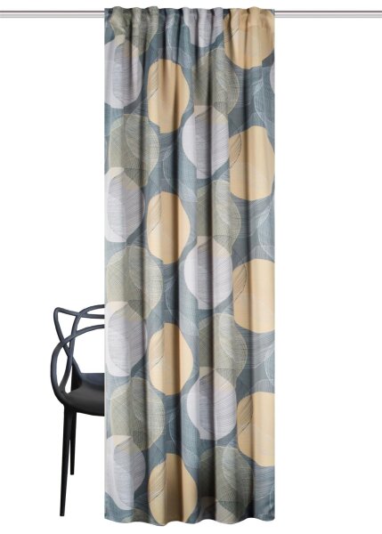 HOME WOHNIDEEN Fertigschal Abdunkler Digitalbedruckt "Millan" 245 x 135 cm 1x Abdunklungsschal Gelb