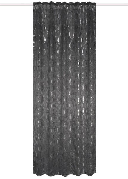 HOME WOHNIDEEN Fertigschal Abdunkler Suede Foliendruck "Eddie" 245 x 140 cm 1x Abdunklungsschal Grau