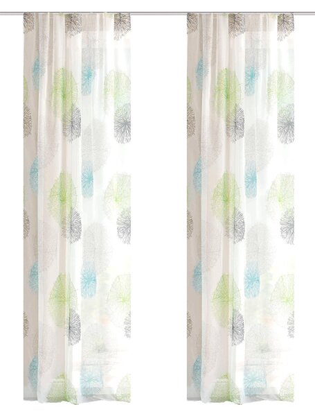 HOME WOHNIDEEN Rawlins 2Er Set Zugbandschal 225 X 140 cm 2x Fertigschal inkl. 1x Bügelband Grün