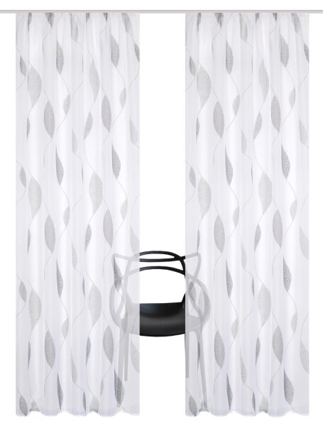 HOME WOHNIDEEN Paolo 2Er Set Kräuselband 175 x 140 cm 2x Fertigschal inkl. 1x Bügelband Stein