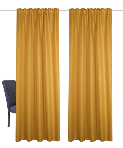 HOME WOHNIDEEN John 2Er Set 225 x 135 cm 2x Verdunklungsschal inkl. 1x Bügelband Curry