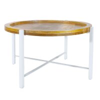 soma Couchtisch ø75cm Beistelltisch Wohnzimmer Tisch rund Sioux Metall Gestell tabacco - white