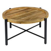soma Couchtisch ø75cm Beistelltisch Wohnzimmer Tisch rund Sioux Metall Gestell tabacco - schwarz
