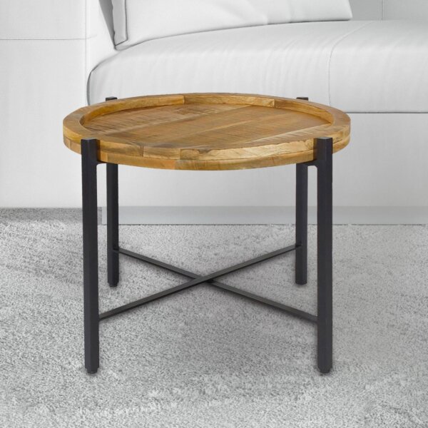 soma Beistelltisch ø55cm Couchtisch rund Wohnzimmer Tisch Sioux Metall Gestell tabacco - schwarz