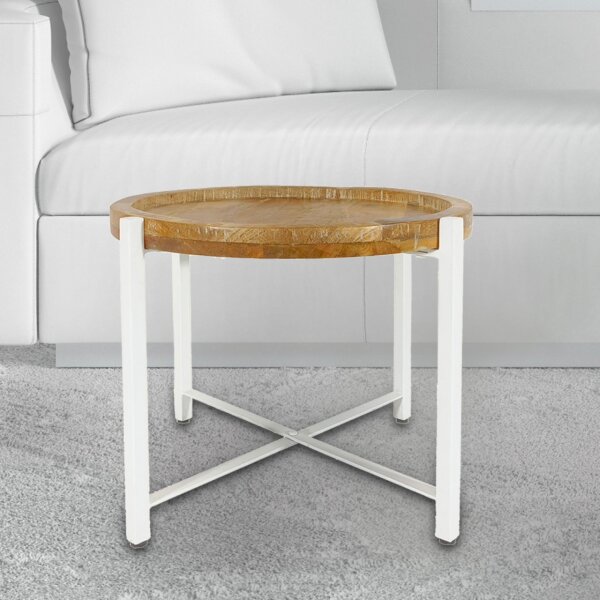 soma Beistelltisch ø55cm Couchtisch rund Wohnzimmer Tisch Sioux Metall Gestell tabacco - white