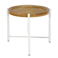 soma Beistelltisch ø55cm Couchtisch rund Wohnzimmer Tisch Sioux Metall Gestell tabacco - white
