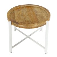 soma Beistelltisch ø55cm Couchtisch rund Wohnzimmer Tisch Sioux Metall Gestell tabacco - white