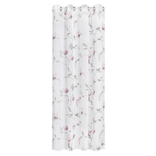 Gerster Ösenschal Druck, Blumen 145 cm x 245 cm, rosa/rot/grau