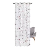 Gerster Ösenschal Druck, Blumen 145 cm x 245 cm, rosa/rot/grau