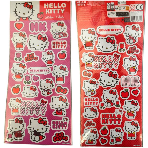 Hello Kitty Aufkleber Sticker – 2 Bögen über 50 Sticker