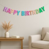 XXL Geburtstagsgirlande 7 Meter lang in metallic Optik Buchstaben 40 cm x 30 cm bunte Farben