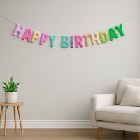 XXL Geburtstagsgirlande 7 Meter lang in metallic Optik Buchstaben 40 cm x 30 cm bunte Farben