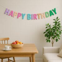 XXL Geburtstagsgirlande 7 Meter lang in metallic Optik Buchstaben 40 cm x 30 cm bunte Farben