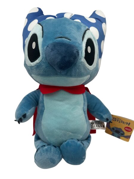 Disney Lilo und Stitch Kuscheltier Lilo und Stitch Plüschtier XXL 36 cm Stofftier Anime Kawaii Plush Stofftier Cute Plushie Halloween Weihnachten Geschenke für Kinder Stitch Umhang rot